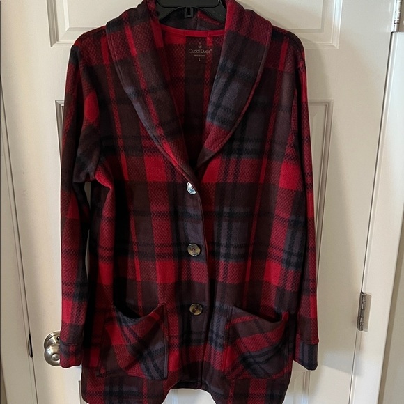 Cuddl Duds Jackets & Blazers - Cuddl Duds Red and Black Plaid Teddy Jacket Size Large